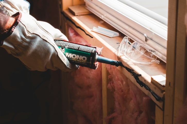 Repairs close-up - filler windowsill